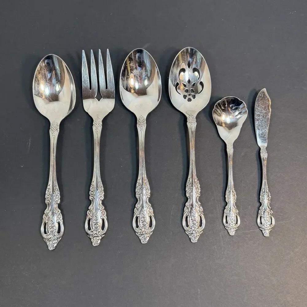 Oneida RENOIR PEMBROOKE Stainless Flatware Serving Set Of 6 Pcs Silverware